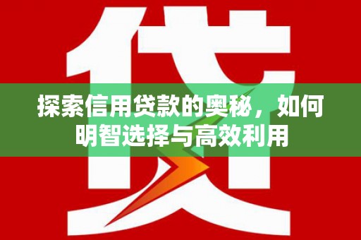 婺城探索信用贷款的奥秘，如何明智选择与高效利用