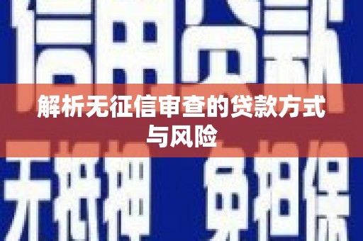 婺城解析无征信审查的贷款方式与风险